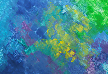 Blue green yellow purple hand painting background