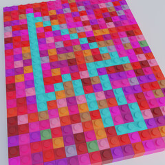 Colourful mouse pointer icon made out of toy bricks. - 457739062