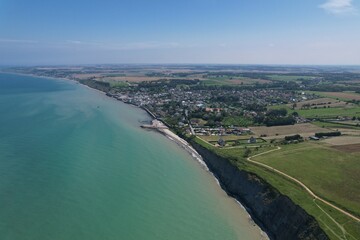 Vue aérienne d'Arromanches, Normandie France