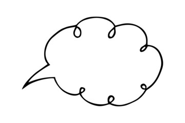 black contour hand drawn isolated speech bubble