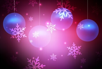 Dark Pink vector background in Xmas style.