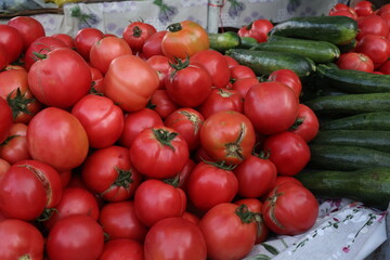 Various vegetables are sold at a bazaar in Croatia