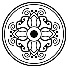 Vector Mandala for coloring book, Indian motifs
