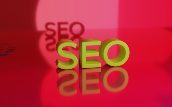 Volumetric green 3D SIgn of SEO optimization for Web search