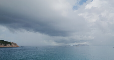 Storm raining on the sea
