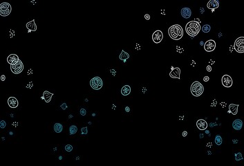 Dark Blue, Green vector background with tasty food.