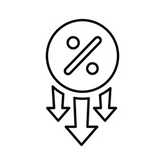 Interest, rate, down outline icon. Line art design.