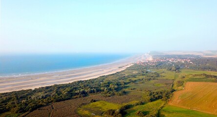 aerial view of the beach and dunes between Cap Blanc-Nez and Cap Gris-Nez, near Wissant and...