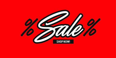 Vector sale % banner with shop now details	

