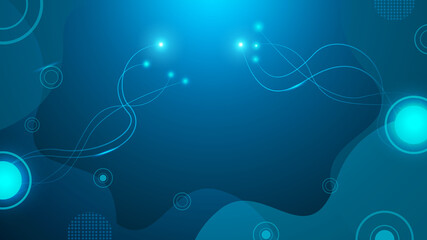 abstract blue background with glowing circles and geometric shapes