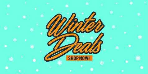 Vector winter deals banner with shop now details	
