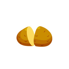 Sliced Potatoes. Piece of brown root vegetable. Natural farm ingredient. Flat Illustration