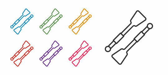 Set line Oars or paddles boat icon isolated on white background. Set icons colorful. Vector