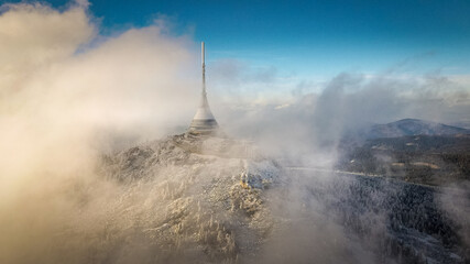 Fototapeta premium fog over the mountains - Ještěd
