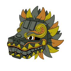 Quetzalcoatl, the feathered serpent God.