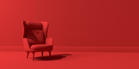 Relaxing chair in the empty room - 3D render