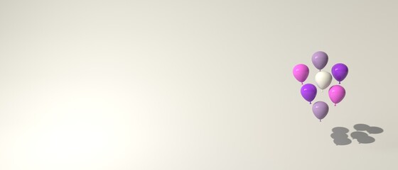 Floating balloons on a colored background - 3D render