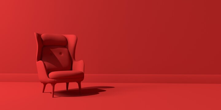Relaxing chair in the empty room - 3D render