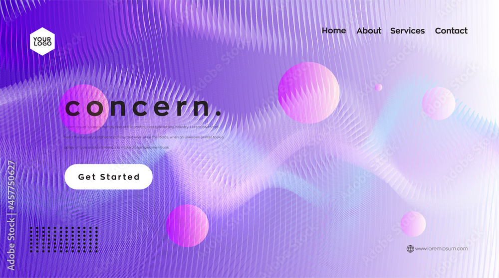 Wall mural landing page design. web header, abstract violet color vector background for website, design element