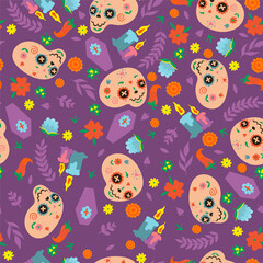 Obraz na płótnie Canvas Seamless pattern for Day of the Dead. Vector graphics.