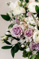 Fototapeta na wymiar purple lavender roses in wedding bouquet
