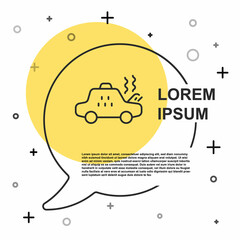 Black line Broken taxi car icon isolated on white background. Random dynamic shapes. Vector