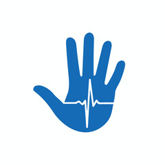 hand drawing hand hold heart rate design
