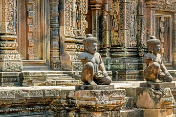 old ruins of Banteay Srei temple at Angkor city, Cambodia 