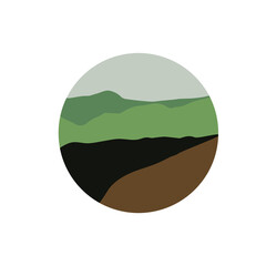 Ectangular abstract landscapes. Sun, mountains
