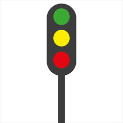 Traffic light on a white background. Vector illustration.
