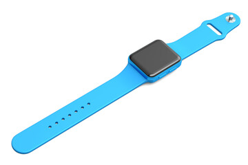 Stainless silver smart watch or fitness tracker isolated on white background.