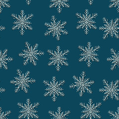 snowflakes vector seamless pattern. Winter background for cards, invitations and wrapping paper