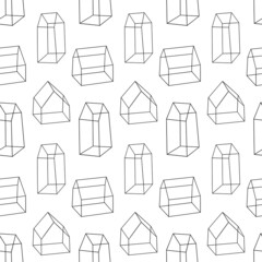 Seamless pattern of cute tiny houses. - 457757425