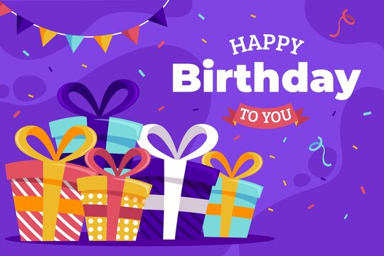 happy birthday you flat  with gift boxes vector design illustration