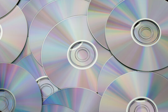 Pile of CDs used for storing data, audio and video