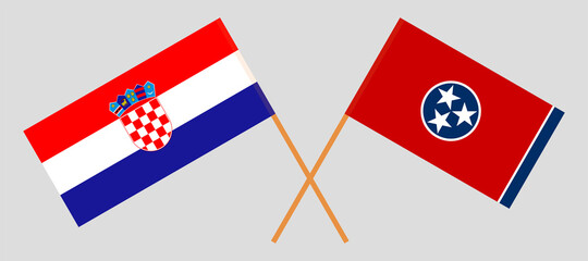 Crossed flags of Croatia and the State of Tennessee. Official colors. Correct proportion