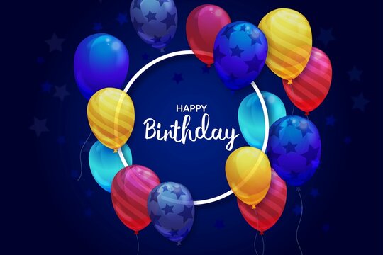 realistic birthday background with balloons vector design illustration