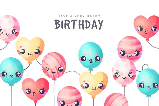 watercolour birthday background balloons vector design illustration