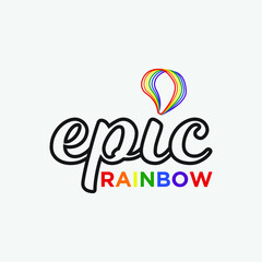 Epic rainbow colorful line art logo design vector