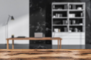 Office room interior with laptop and good display for advertisement