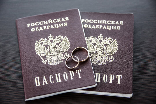 Registration or divorce, two Russian passports and gold rings.