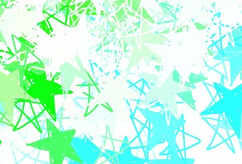 Fototapeta premium Light Green vector background with colored stars.