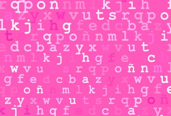 Light pink vector pattern with ABC symbols.