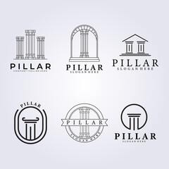 bundle pillar justice law logo icon symbol set package various vector illustration design