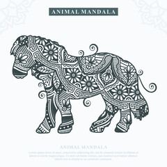 Farm Animal Mandala Vector. Vintage decorative elements. Oriental pattern, vector illustration.