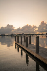 pier morning sunrise reflections water Miami Florida usa clouds landscape beautiful 