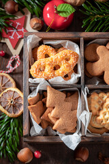 Sweet Christmas gingerbread cookies as a small holiday snack