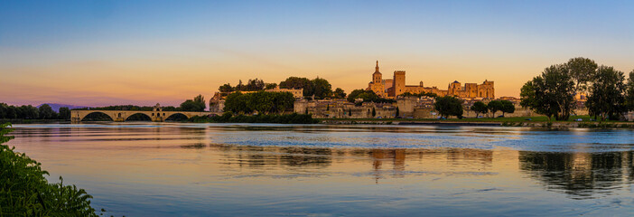 The sunset view of Avignon, a city in southeastern France’s Provence region