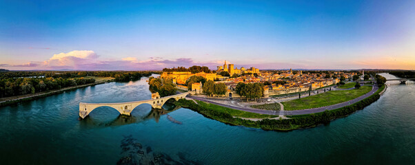 The aerial view of Avignon, a city in southeastern France’s Provence region