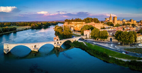 The aerial view of Avignon, a city in southeastern France’s Provence region